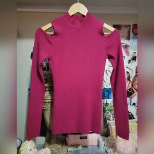 White House Black Market Fuschia Pink Cutout Long Sleeve